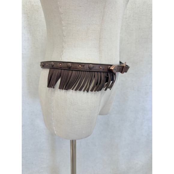 Silver Strike Brown Leather Fringe Belt‎ Western Studded Boot Bracelet NWT main image 6